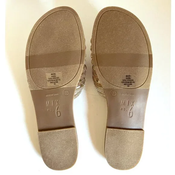 Mix No. 6 Zail Lt Gold Slip On Sandals with Rhinestones Size 8.5 NEW in BOX - Picture 5 of 9